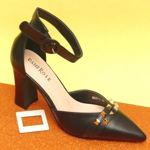 SANDALI DONNA decolte' tacco PRESTIGIOSE 36 37 38 39 40 41 nero beige TT - Foto 1 di 26