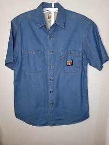Timberland Pro Series Denim Mens Medium Blue Work Shirt M151 - Picture 1 of 8