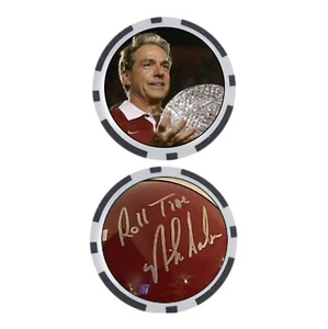 NICK SABAN / ALABAMA MAREA CARMESÍ - FICHA DE PÓKER - **FIRMADO* - Imagen 1 de 2