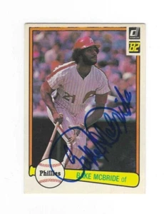 Signed BAKE McBRIDE Philadelphia Phillies 1982 Donruss Card #497 w/COA - Picture 1 of 1