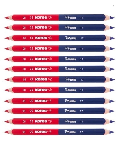 12x Kores Farbstift-Silbenstift Lernstift Malstift Korrketurstift rot/blau JUMBO - Bild 1 von 1