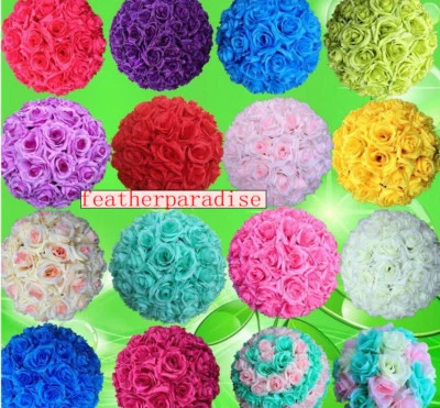 9"-10" Rose Flower Kissing Ball Silk Rose Pomander for Wedding 1 Pc (21 Colors) - Image 1 of 4