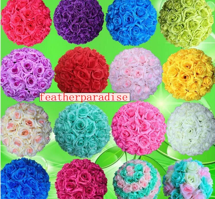 11-12" Rose Flower Kissing Ball Silk Rose Pomander for Wedding and Party 1 Piece - Image 1 of 4