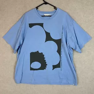 Marimekko Kioski T Shirt Womens XXL Veig Unikko Blue Black Relaxed Fit Tee - Picture 1 of 6
