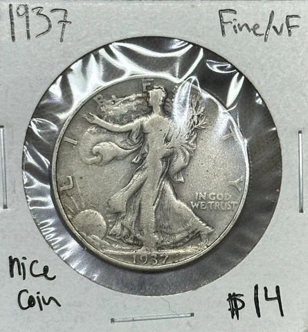 1937 P Walking Liberty Half Dollar - Fine/VF Cover