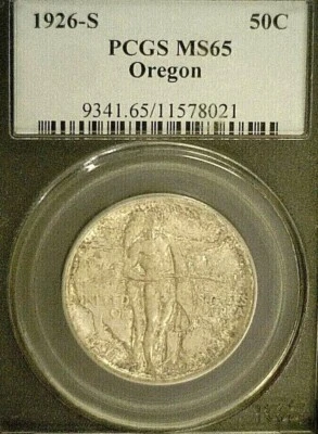 1926-S OREGON SILVER COMMEMORATIVE 50c PCGS MS65. REDUCED 7/10/24 (1745) - Image 1 of 4