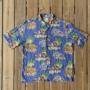 Camicia vintage Reyn Spooner American Classics Racing hawaiana con bottoni uomo XL - Foto 1 di 12