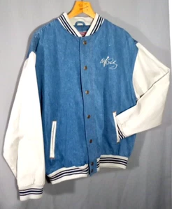 NWT Elvis Presley Varsity Style Jacket, Men's XL, Denim Body w/Canvas Sleeves - Picture 1 of 9