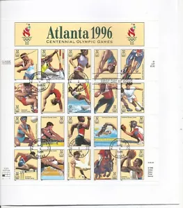 US SC # 3068a-t 1996 Summer Olympic Games, Pane Of 20 . First day Of Issue. - Picture 1 of 1