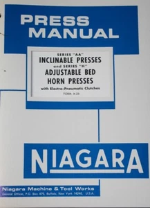 Niagara AA & H Press Operators & Parts Manual  - Picture 1 of 2