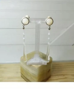 Gorgeous vintage Robert Rose MCM style clip On dangle earrings Lucite Resin Boho - Picture 1 of 10
