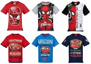 Boys Kids Cars Spiderman Fireman Mickey Short Sleeve T Shirt Top age 3 - 8 years - Picture 1 of 8