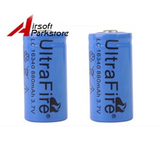 2pcs UltraFire LC16340 880mAh 3.6V Rechargeable Li-ion Battery Blue for Torch