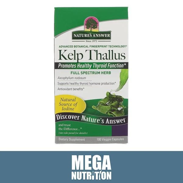 Natures Answer Kelp Thallus 100 Veg Capsules | Promotes Healthy Thyroid Function - Image 1 of 1