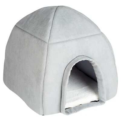 Me & My Super Soft Large Grey Cat/Dog Igloo Pet Bed Warm House/Dome Puppy/Kitten