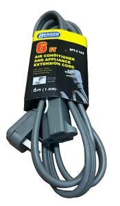 Bergen Wire AC Major Appliance Extension Cord Right U Ground Plug 6 ft 14/3 SPT3 - Picture 1 of 2