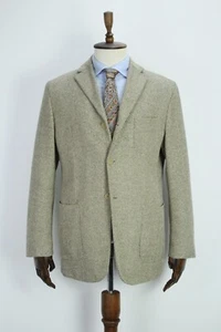 JIL SANDER Brown Herrigbone COTTON WOOL SILK Sport Coat Blazer Jacket 52IT 42US - Picture 1 of 15