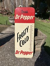 Vintage 1959 Dr Pepper Frosty Cold Thermometer Metal Sign 25.5 X 10 Works!
