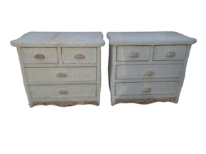 Pair Pier 1 Dressers 2 Bachelor 3 drawers Wicker LG Nightstands Jamaica Rattan - Picture 1 of 12