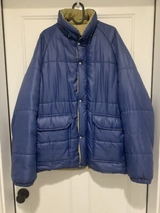 Chaqueta acolchada azul Berkeley Snow Lion vintage años 70’s para hombre grande sin capucha - Imagen 1 de 10