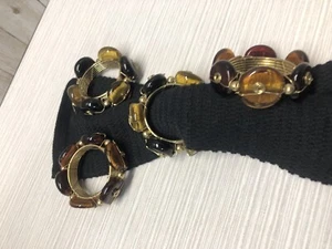 4 Porta Tovaglioli Anello Porta Perline Vetro Pietra Oro Marrone Fatto a Mano. SPEDIZIONE GRATUITA - Foto 1 di 7
