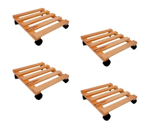 Set 4 x Holz Blumenroller Pflanzenroller Rollbrett 35x35 cm Kiefer quadratisch - Bild 1 von 4
