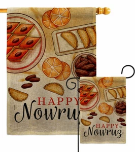 Happy Nowruz Day Sackleinen Garten Flagge Feier kleines Geschenk Hof Haus Banner - Bild 1 von 19