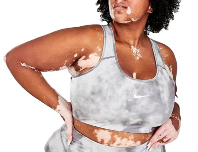 NEW! Nike [1X] Swoosh Bra Women's Plus Yoga Size, Smoke Grey/White DJ2744-084 - Image 1 of 2