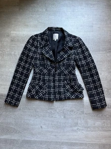 Blazer lana Nanette Lepore vintage a quadri taglia 2 vita stretta made in USA - Foto 1 di 10