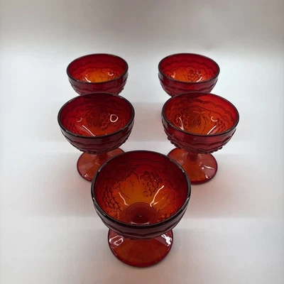 Set Of 5 Champagne / Tall Sherbet Vintage Grape Ruby by IMPERIAL GLASS - Image 1 of 4