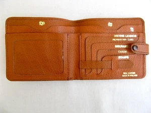 Vintage Morocco leather wallet Tan Gold stamped for £1and 10/- notes - Picture 1 of 1