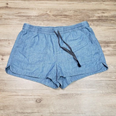 Pantalones Cortos J Crew Para Mujer Medianos Azul Cambray Cordón Pull On Algodón BF386 Foto 1 de 4