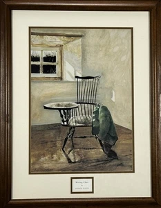 Andrew Wyeth Schreibstuhl Druck Anfang Oktober gerahmt mattiert Platte signiert 27x21 - Bild 1 von 12