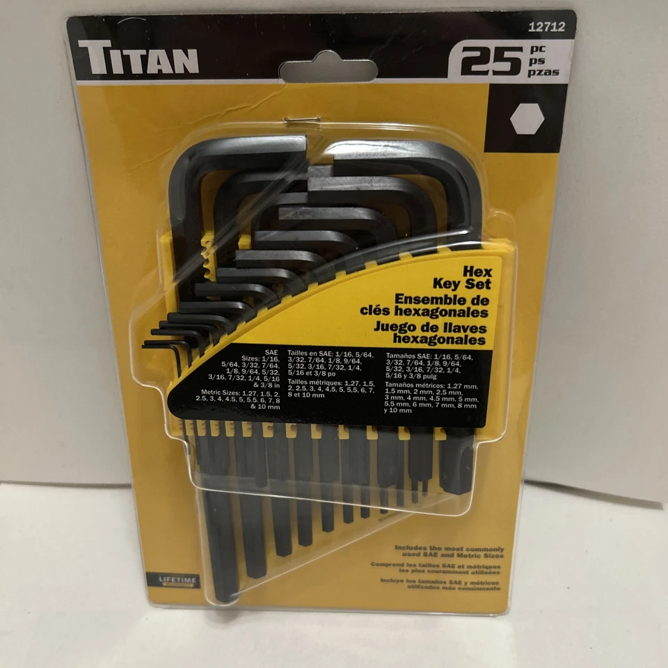Titan Tools 12712 25pc Hex Key Wrench Set - SAE & Metric Sizes With Holder - Image 1 of 4