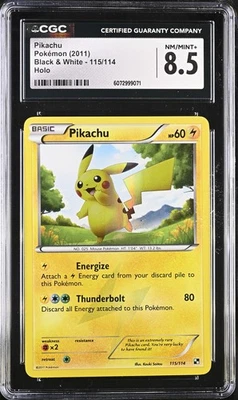 CGC 8.5 Pikachu 2011 Black & White 115/114 Holo Pokemon Card - Image 1 of 2