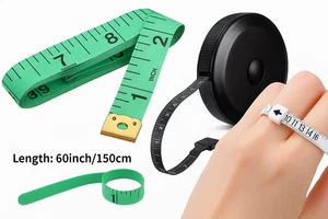 3pc Measuring Tape Set – 60” Cloth Tape, Retractable Tape & Ring Sizer Tool - Picture 1 of 5