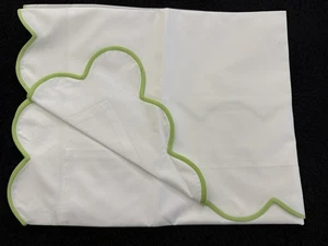 D. Porthault Paris apfelgrün weiß gewelltes Euro Kissen Schein Baumwolle Neu mit Etikett NEU - Bild 1 von 6