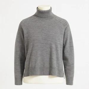 Pendleton Merinowolle Rollkragenpullover Damen XL grau Pulli Tunika - Bild 1 von 9