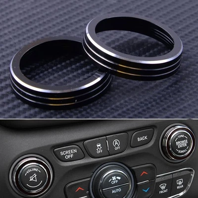 2pcs Black Console Volume CD Switch Knob Trim Cover Fit For Jeep Grand Cherokee - image 1 of 3