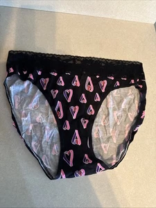 Victoria’s Secret Slip Höschen XL schwarz Spitze Herzen hohes Bein - Bild 1 von 5