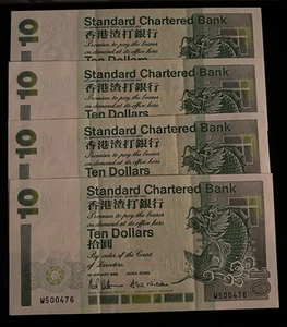 Hong Kong 10 Dollars 1993  Standard Chartered Bank x 4 - Picture 1 of 6