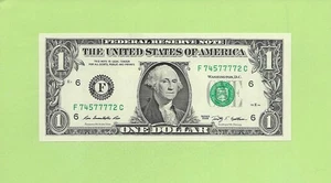 2009 ..UNCIRC $1 F 7457 7772 C .... 2009 $1 F-C QUAD/POKER 7-7777 - Picture 1 of 2