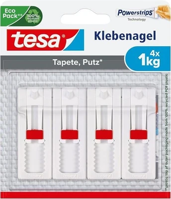 4 tesa Klebenagel für Tapeten und Putz verstellbar Powerstrips Nagel - Bild 1 von 4