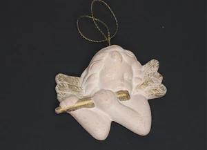 Vintage Terracotta Cherub With Flute Ornament 3” - Picture 1 of 6