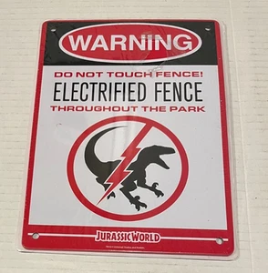 NEW Jurassic World Electrified Fence Metal Sign 2017 Lootcrate Universal Studios - Picture 1 of 4