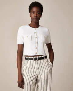 J.Crew Jersey Manga Corta Dama Chaqueta en Blanco Talla L Nuevo Con Etiquetas - Imagen 1 de 5