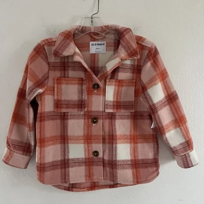 Old Navy Girls Plaid Soft-Brushed Utility Shacket Plaid Size S (6-7) NWT - Image 1 of 4