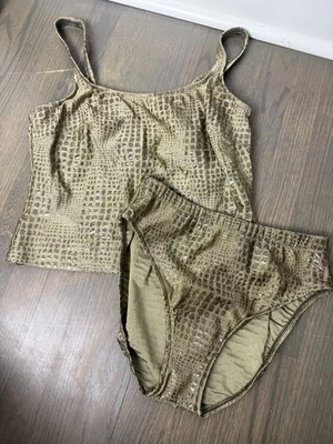 Tankini Vintage Via Marina 12 Marrón Estampado Serpiente Cobertura Completa Calzoncillo Foto 1 de 4