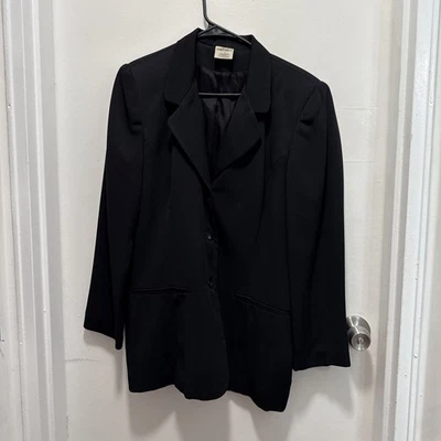 Blazer para mujer Hillard And Hanson talla 12 forrado elegante negro cremallera completa almohadilla para el hombro Foto 1 de 4