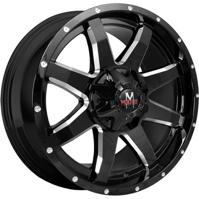 Off-Road Monster M08 22x12 6x135/6x5.5 -44 Black Milled Wheels(4) 106.4 22" inch - Image 1 of 3